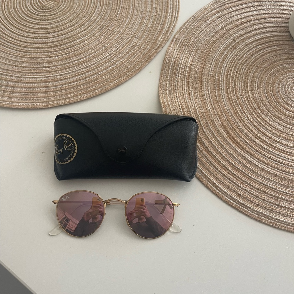 Ray Ban round sunglasses, pinkish tint